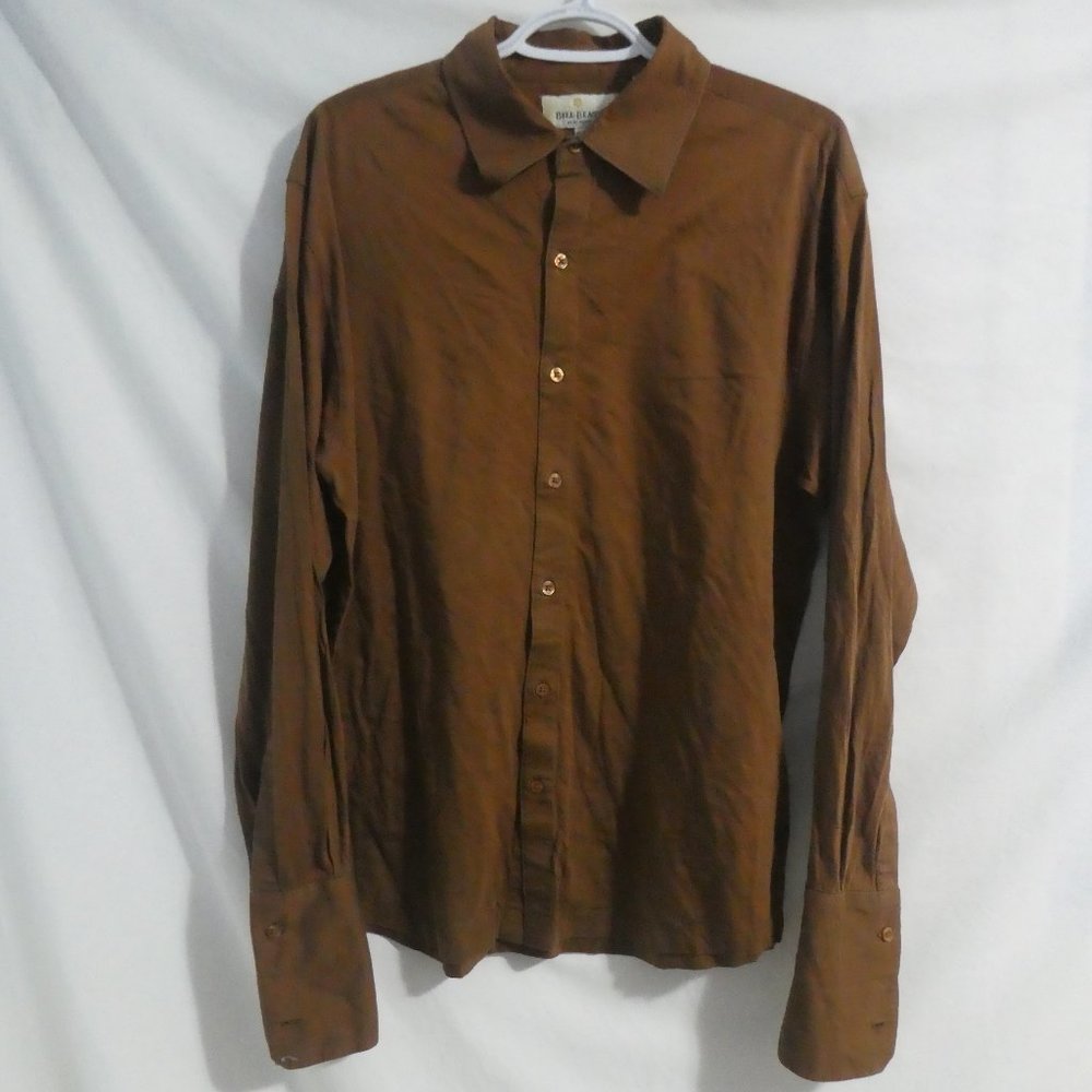 BILL BLASS MENS WEAR | medium | 100% Cotton | Brown Button Down Dress Shirt